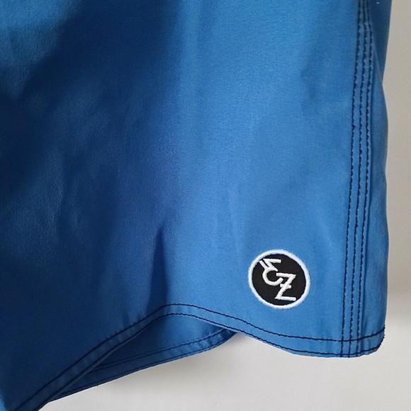 EZEKIEL Mens Tie Waist Swim Board Shorts Sz 28 Blue Logo Pocket - Picture 6 of 8
